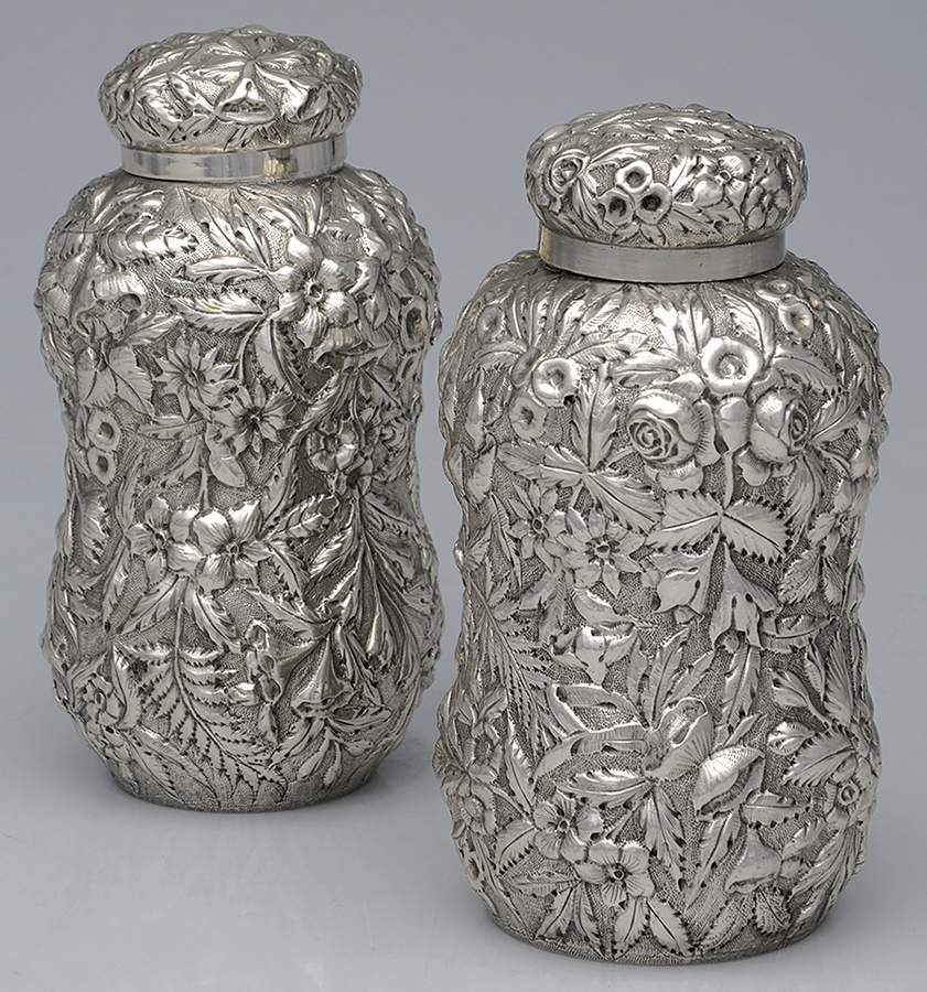 Repousse (Sterling, Hollowware) (Set of 2) Tea Caddy & Lid by Warner-1