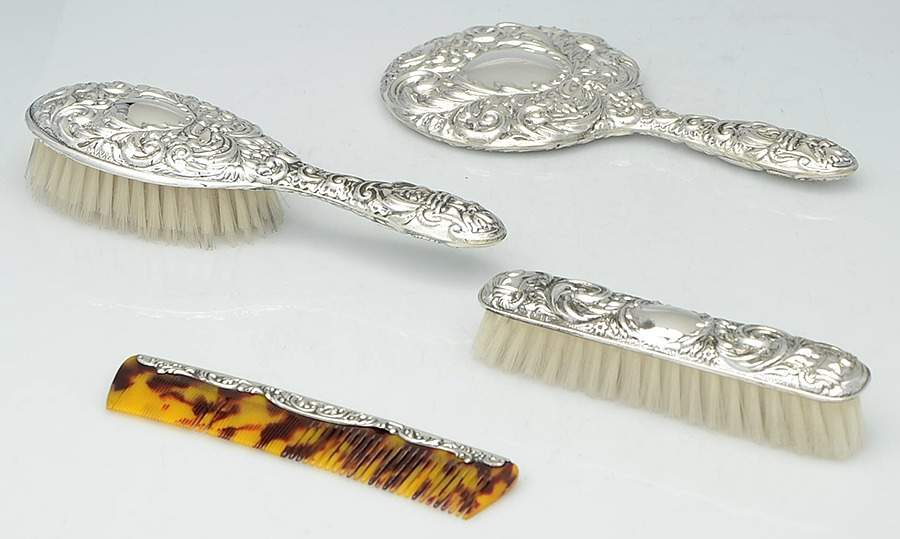 Sterling Hollowware 4 Pc Vanity Set (SHB,SMIR,SCLB,SCO) by W I Broadway & Co-1