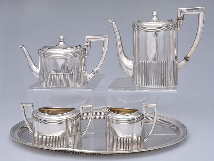 61607 (Sterling, Hollowware) (5 Piece) Demitasse Tea Set by Wilhelm Binder-1