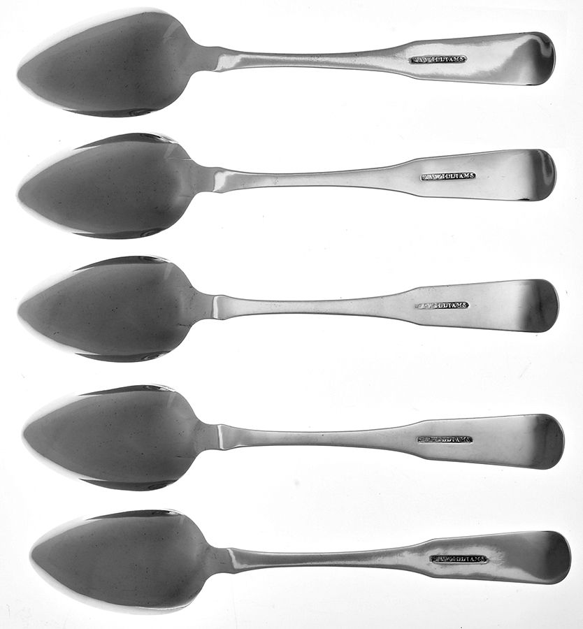Coin Silver Flatware Dessert/Oval Soup Spoon - Set of 5 by William A Williams-2
