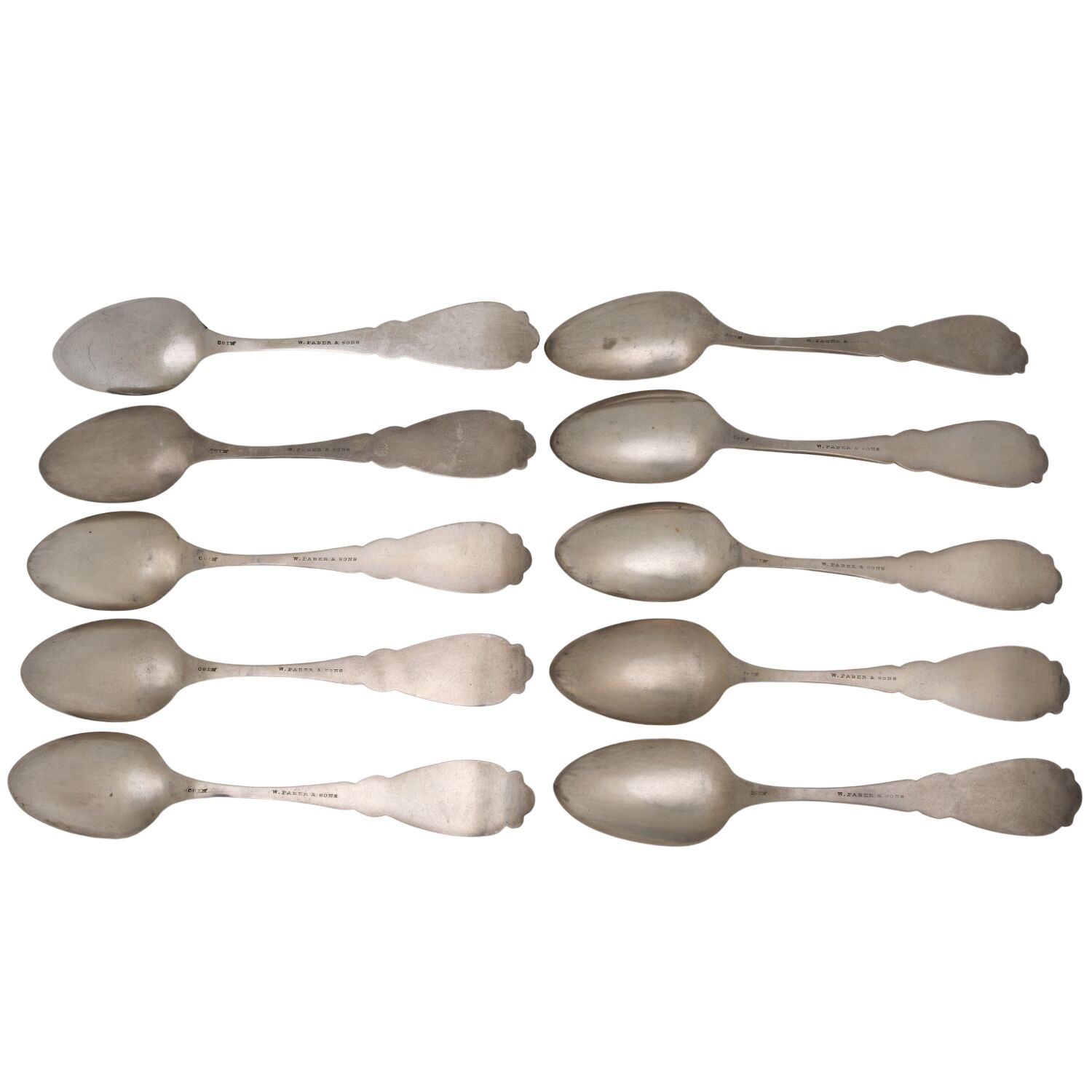 Coin Silver Flatware Teaspoon - Set of 10 by William Faber-2