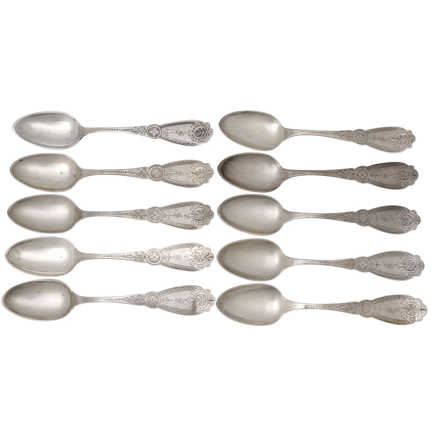 Coin Silver Flatware Teaspoon - Set of 10 by William Faber-1
