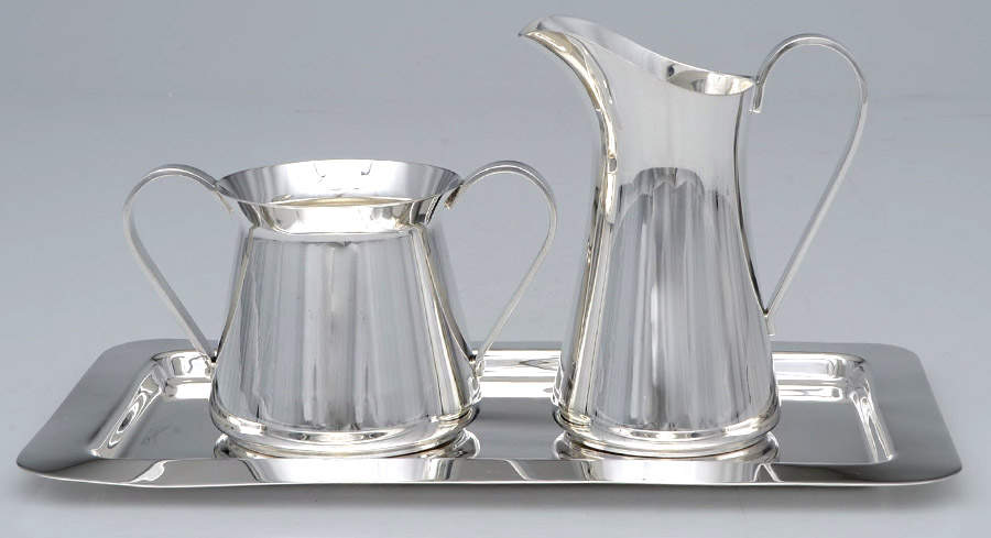 7740 (Sterling, Hollowware) Mini Creamer, Open Sugar & Tray Set by Wallace Silver-1