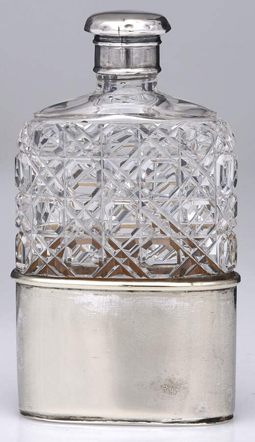Sterling Hollowware Crystal Flask with Sterling Parts by William Needham-1