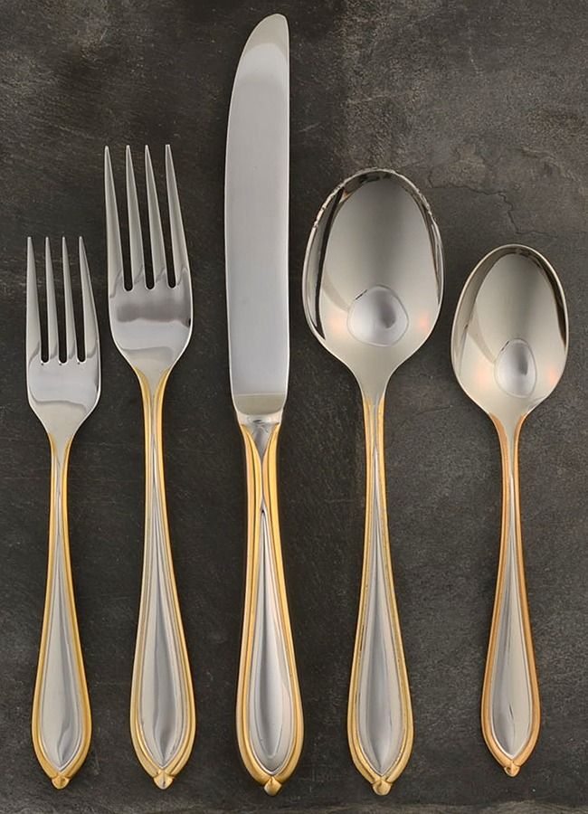 Ariana-Gold (Stainless, Gold Accent) 5 Piece Place Setting by Yamazaki-1