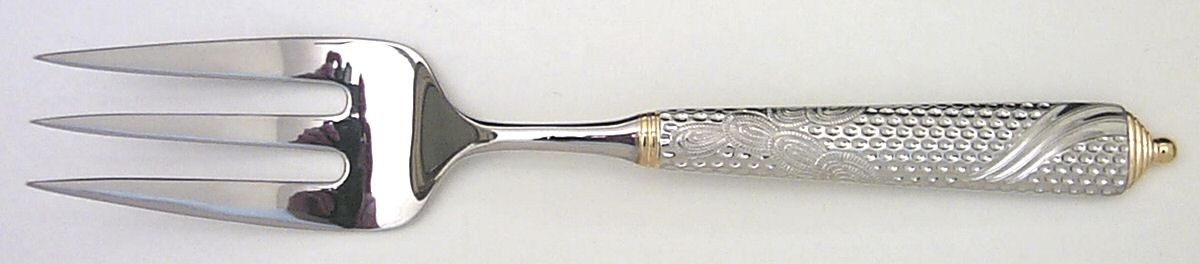 Byzantine (Stainless-Gold Accent) Solid Serving Fork by Yamazaki-1