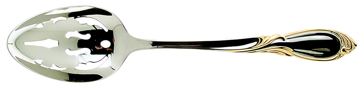 Cache (Stainless-Gold Accent) Pierced Tablespoon (Serving Spoon) by Yamazaki-1