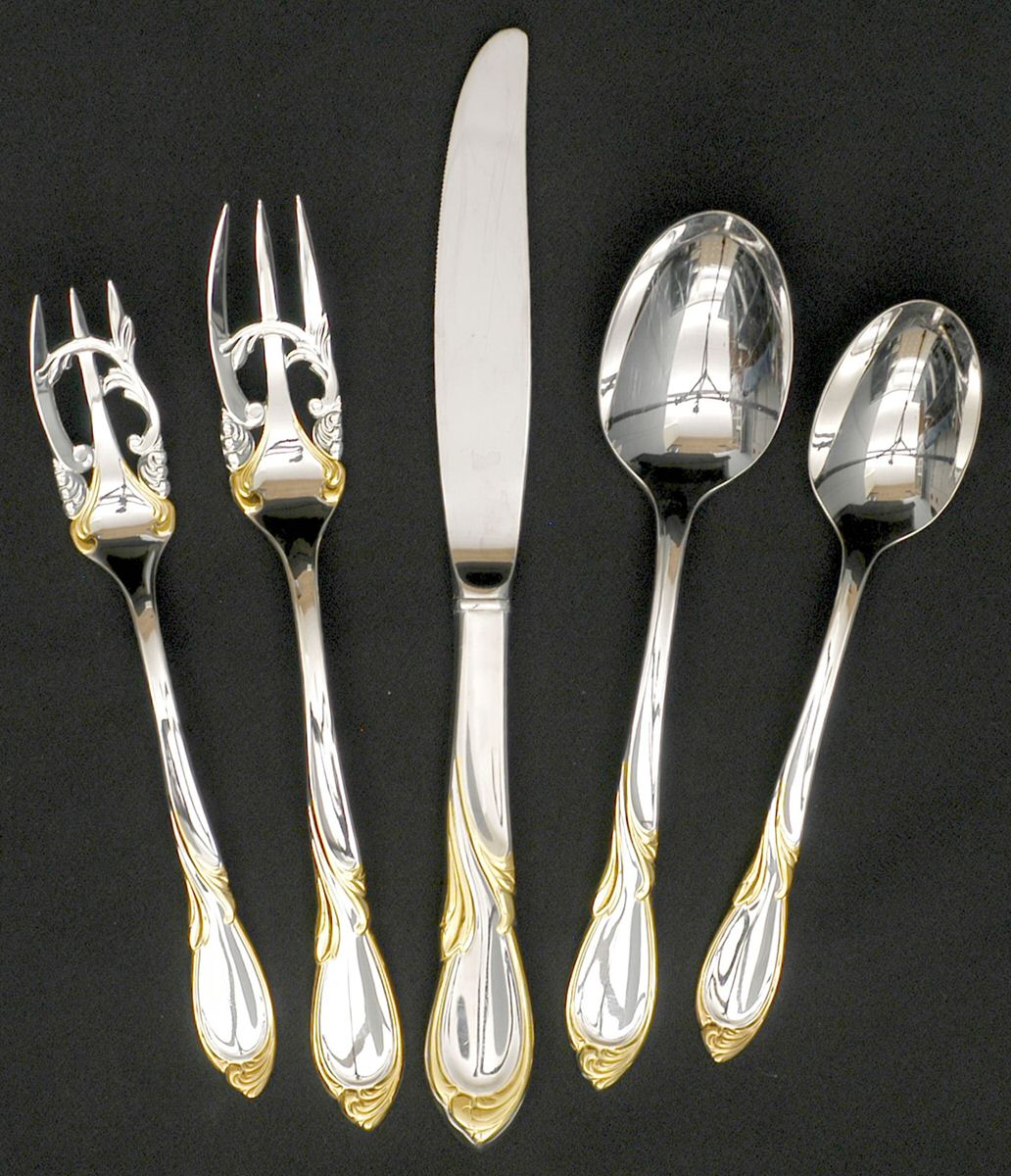 Cache (Stainless-Gold Accent) 5 Piece Place Setting by Yamazaki-1