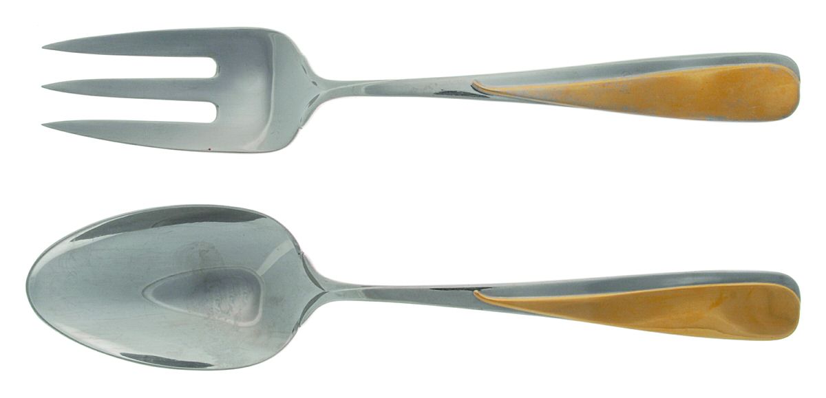 Florian (Stainless-Gold Accent) Solid Serving Set by Yamazaki-1