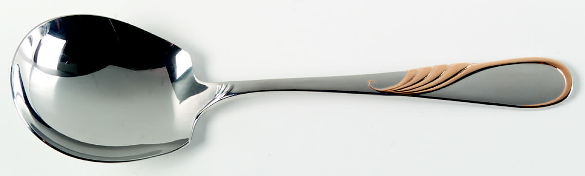 Hilary (Stainless, Gold Accent Solid Serving Spoon by Yamazaki-1