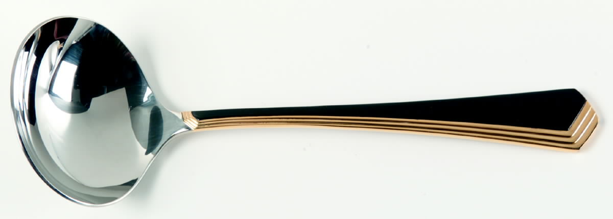 Ramona (Stainless-Black Handle-Gold Accent) Solid Gravy Ladle by Yamazaki-1