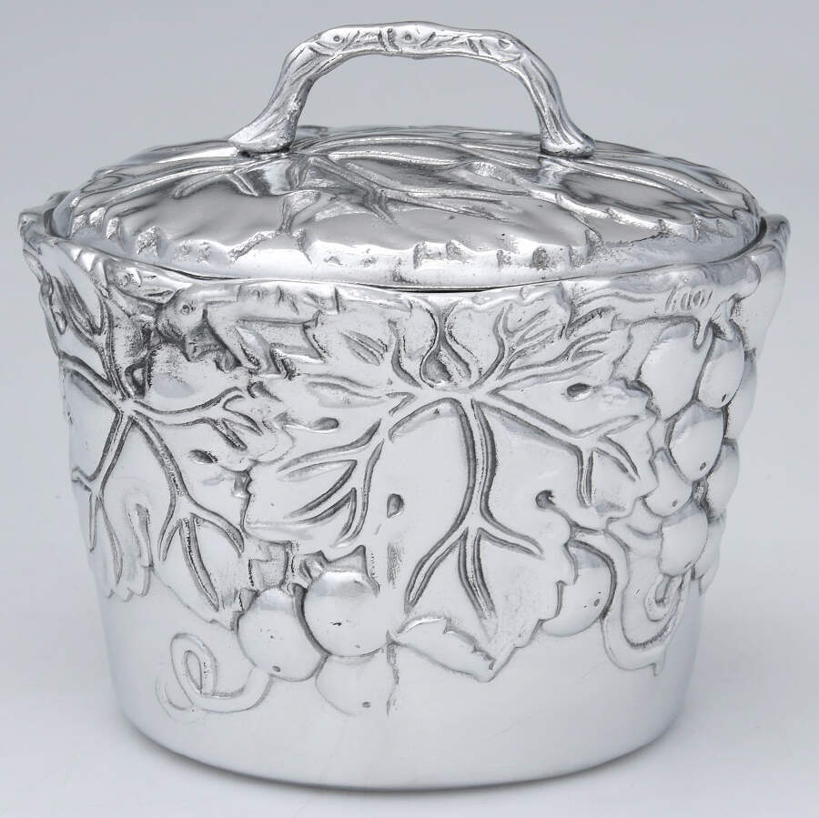 Grape (Aluminum, Hollowware) Round Butter Tub & Lid by Arthur Court-1