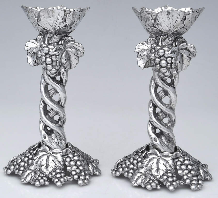 Grape (Aluminum, Hollowware) Pair of 9" Candlesticks by Arthur Court-1