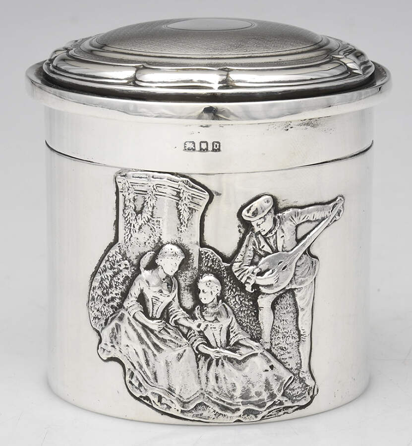 1cr1 (Sterling) Tea Caddy & Lid by Charles & Richard Comyns-1