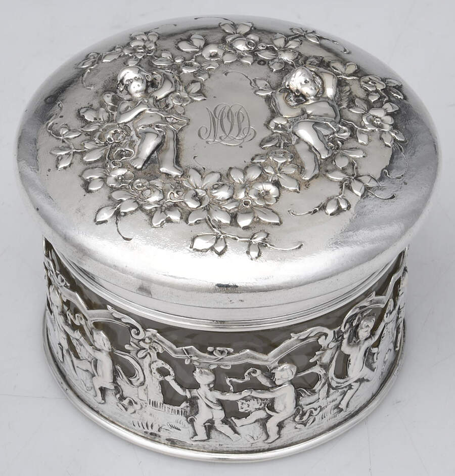 2SS1 (Sterling, Hollowware) Dresser Jar with Sterling Lid, Crystal Bowl & Sterling Base by Storck & Sinsheimer-1
