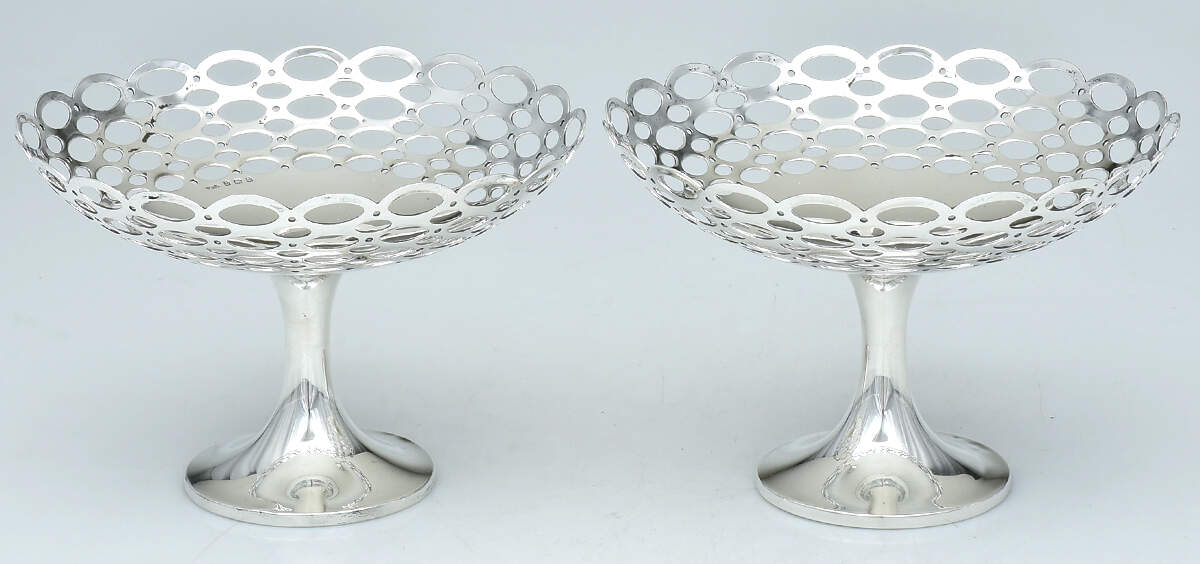AZI1 (Sterling, Hollowware) Pair of Sterling Compotes by Arthur & John Zimmerman (A & J Z)-1