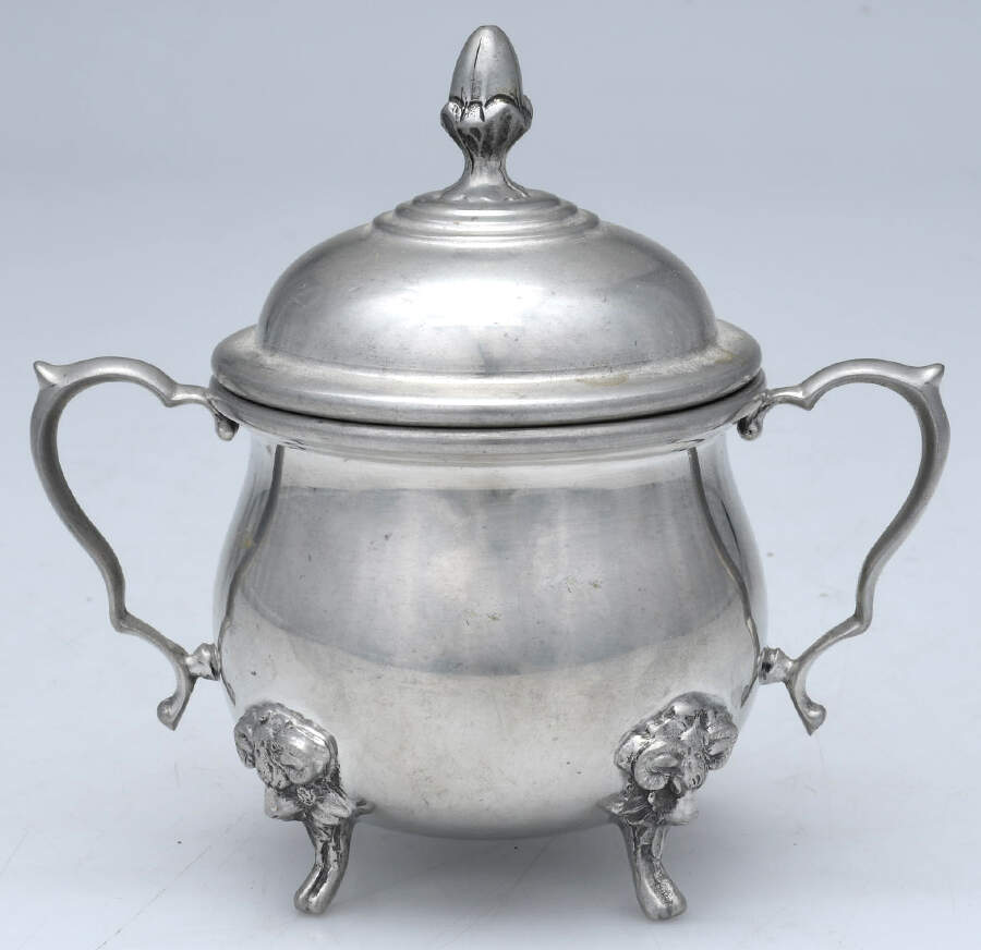Colonial (Pewter, Hollowware) Sugar Bowl with Lid by Luther Boardman & Son-1