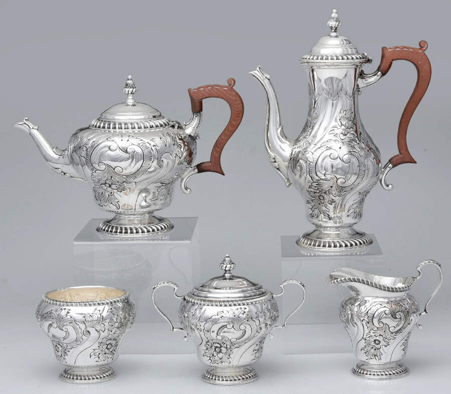 16 (Silverplate, Hollowware) 5 Piece Tea Set (CPBH, TPBH, CR, SU & WB) by Barker Bros Ltd. Flatware-1