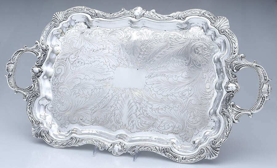 Silverplate Hollowware Footed Silverplate Waiter Tray by Baltimore Silver Co-1