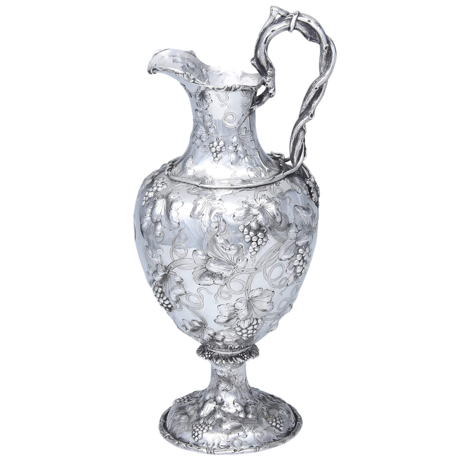 BTK1 (Coin Silver, Hollowware) Footed Ewer/Pitcher by Ball,Tompkins & Black-1