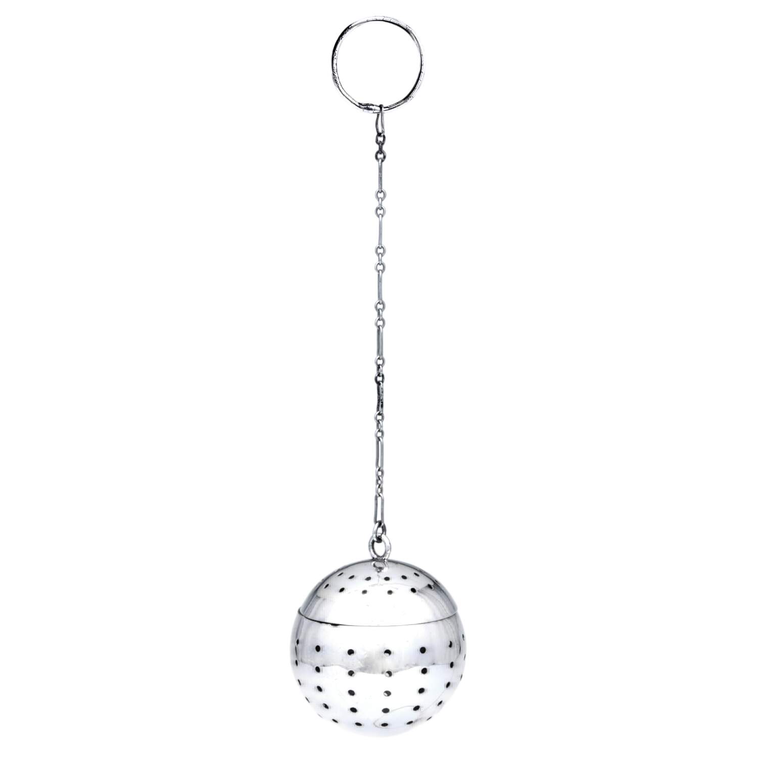 Tea Balls (Sterling, Hollowware) Tea Ball with Chain by R. Blackinton & Co-1