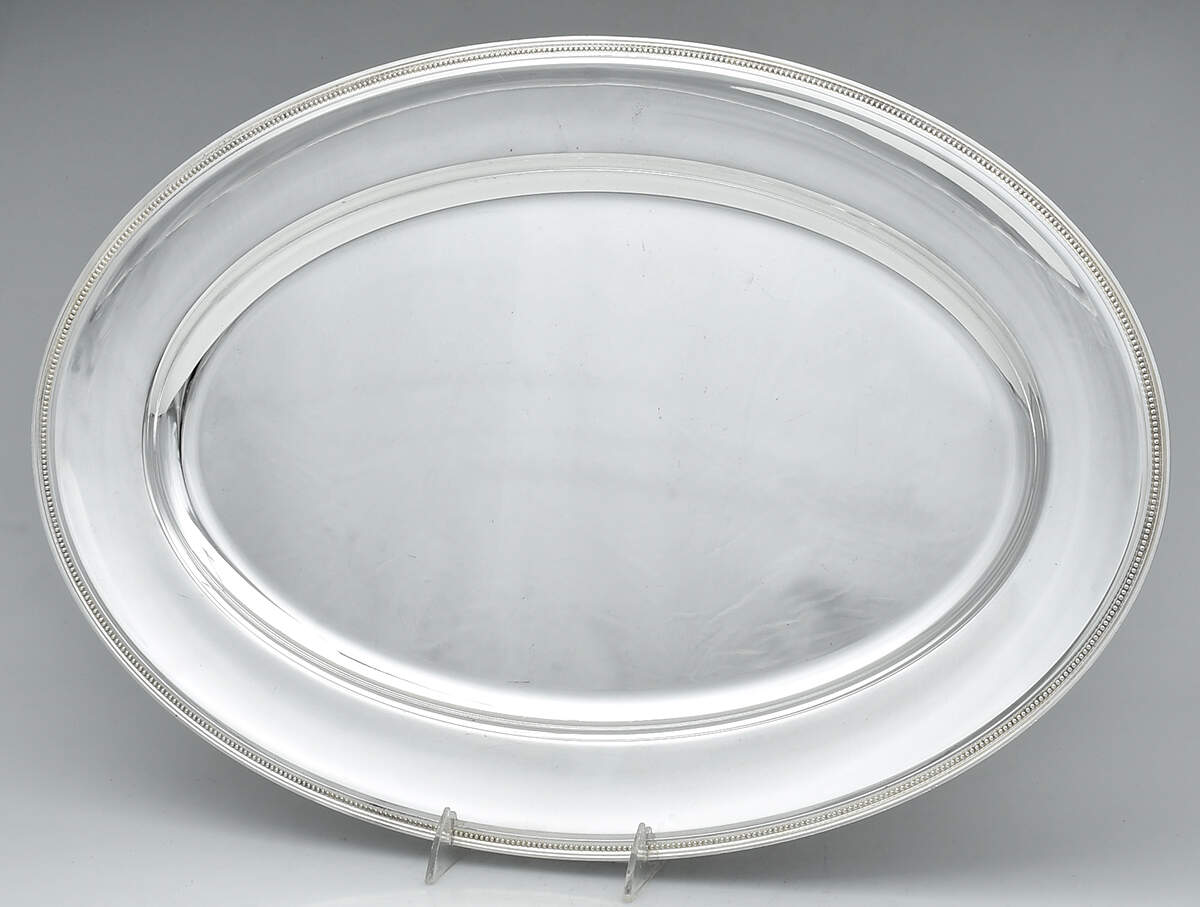 Perles (Silverplate, Hollowware) 21" Oval Serving Platter by Christofle France-1
