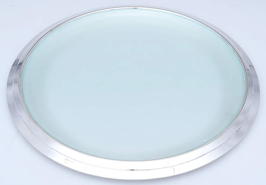 Folio (Silverplate, Hollowware) Cheese Plate with Glass Insert by Christofle France-1