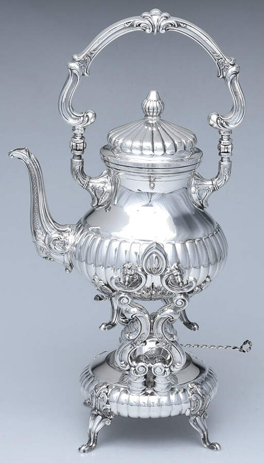 CXU9 (Sterling, Hollowware) Kettle, Stand & Burner by Camusso (Peru)-1