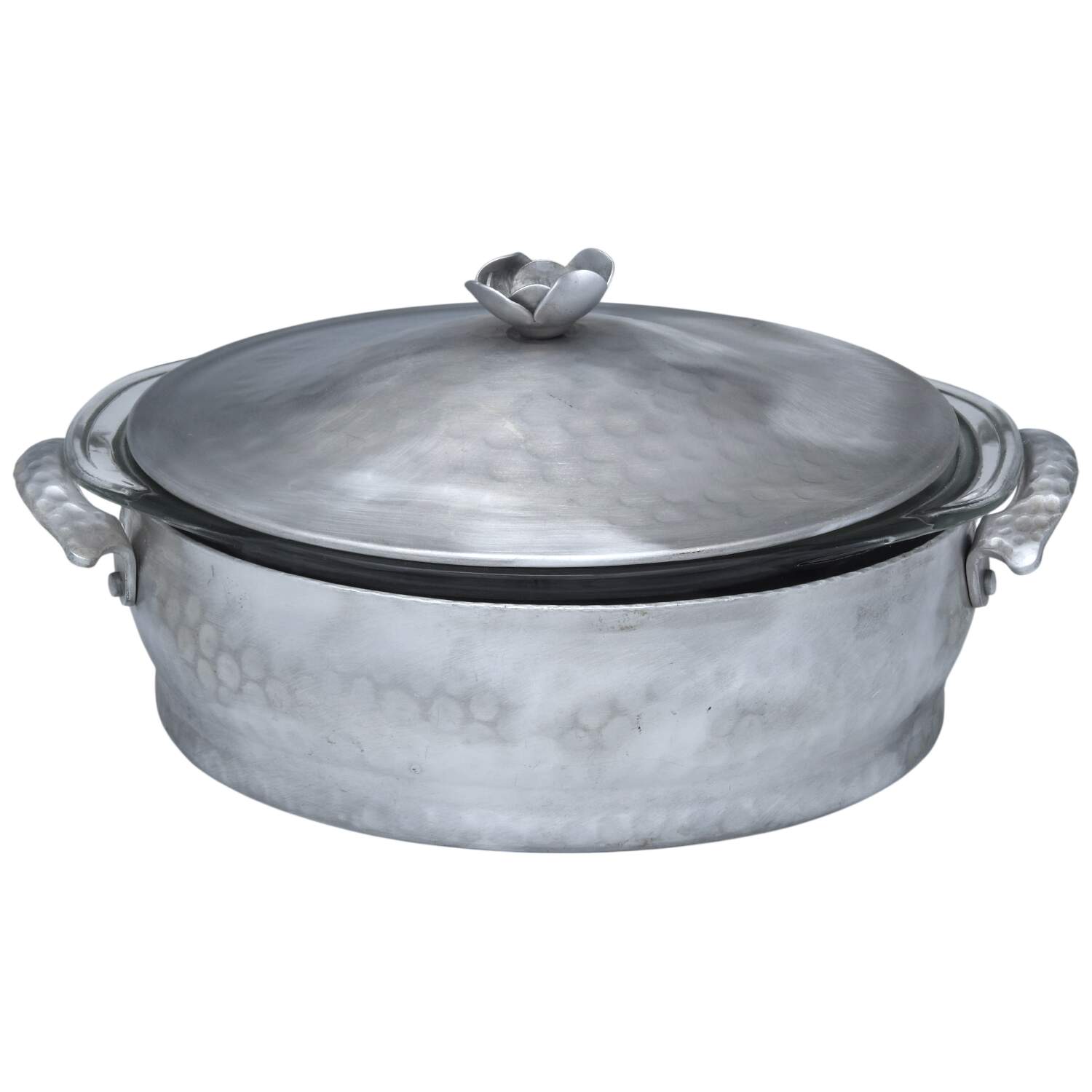 Aluminum Hollowware 1.5 Qt Round Covered Casserole W/Glass Liner by Everlast Metal-1