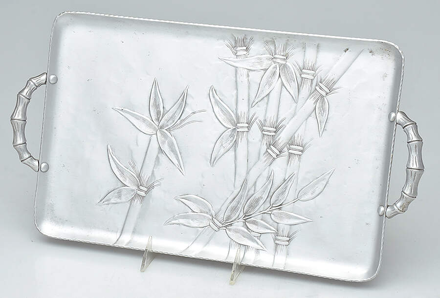 Bali Bamboo (Aluminum, Hollowware) 14" Handled Rectangular Tray by Everlast Metal-1
