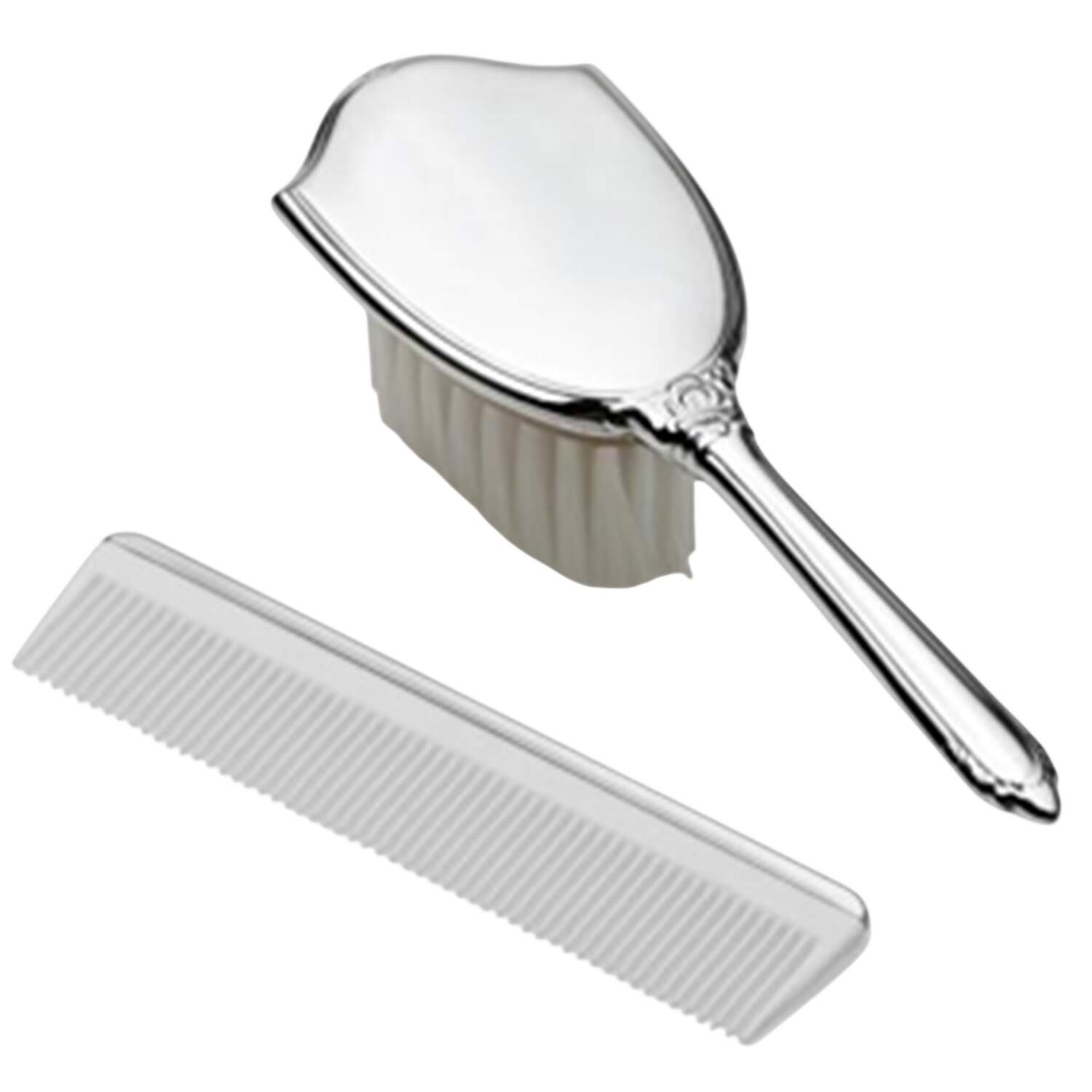 Baby Giftware (Pewter) 2 Pc Girl Baby Brush & Comb Set by Empire Silver Co-1