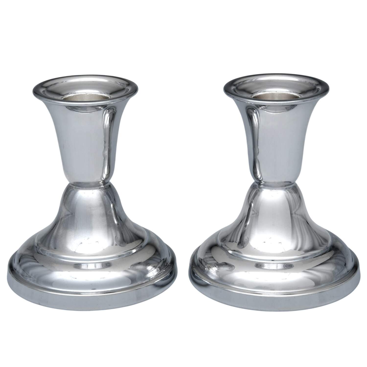 2063 (Silverplate, Hollowware) Pair of 4" Console Candleholders by Farber Brothers-1