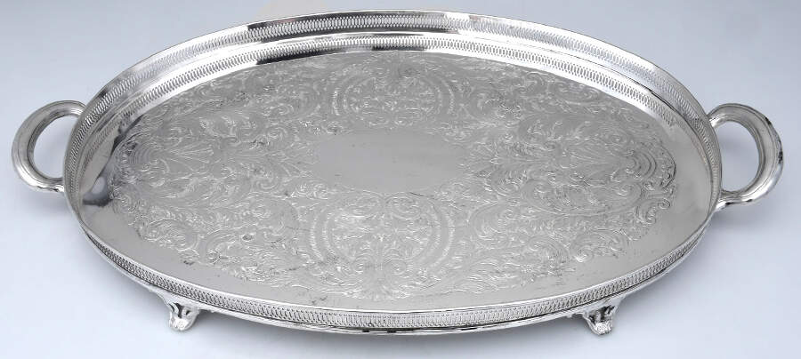 6721-26 (Silverplate, Hollowware) 21" Gallery Tray by F B Rogers-1