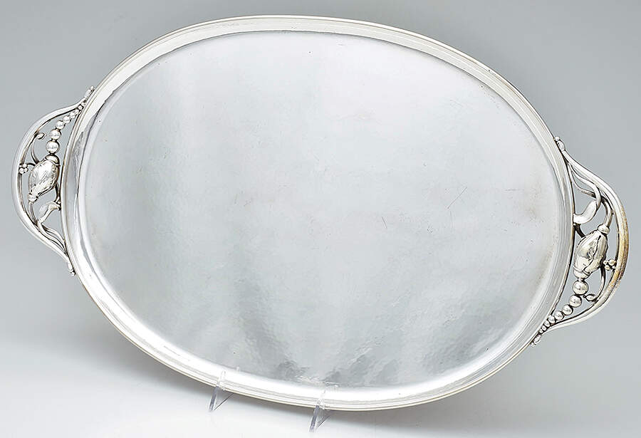 Blossom-2E (Sterling, Hollowware) Large Waiter Tray by Georg Jensen (Denmark)-1