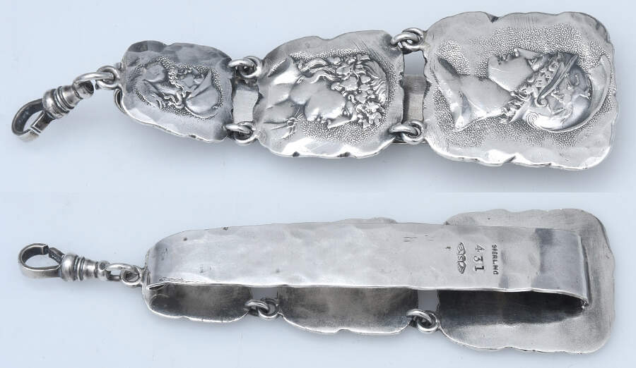 Medallion-Etruscan (Sterling, Hollowware) Sterling Watch Clip by George W Shiebler-1
