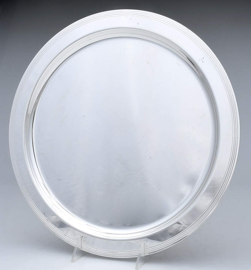 Silverplate Hollowware 13" Round Tray by Greggio Argenterie-1
