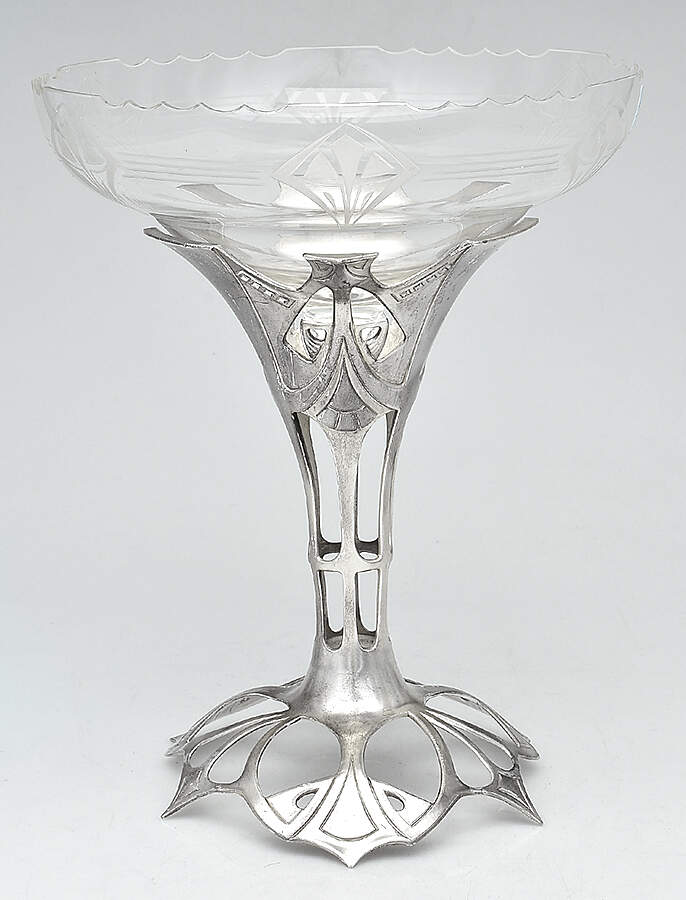 GCV1 (Silverplate, Hollowware) Round Pedestal Centerpiece with Glass Bowl by Gath & Chaves-Retailer-1