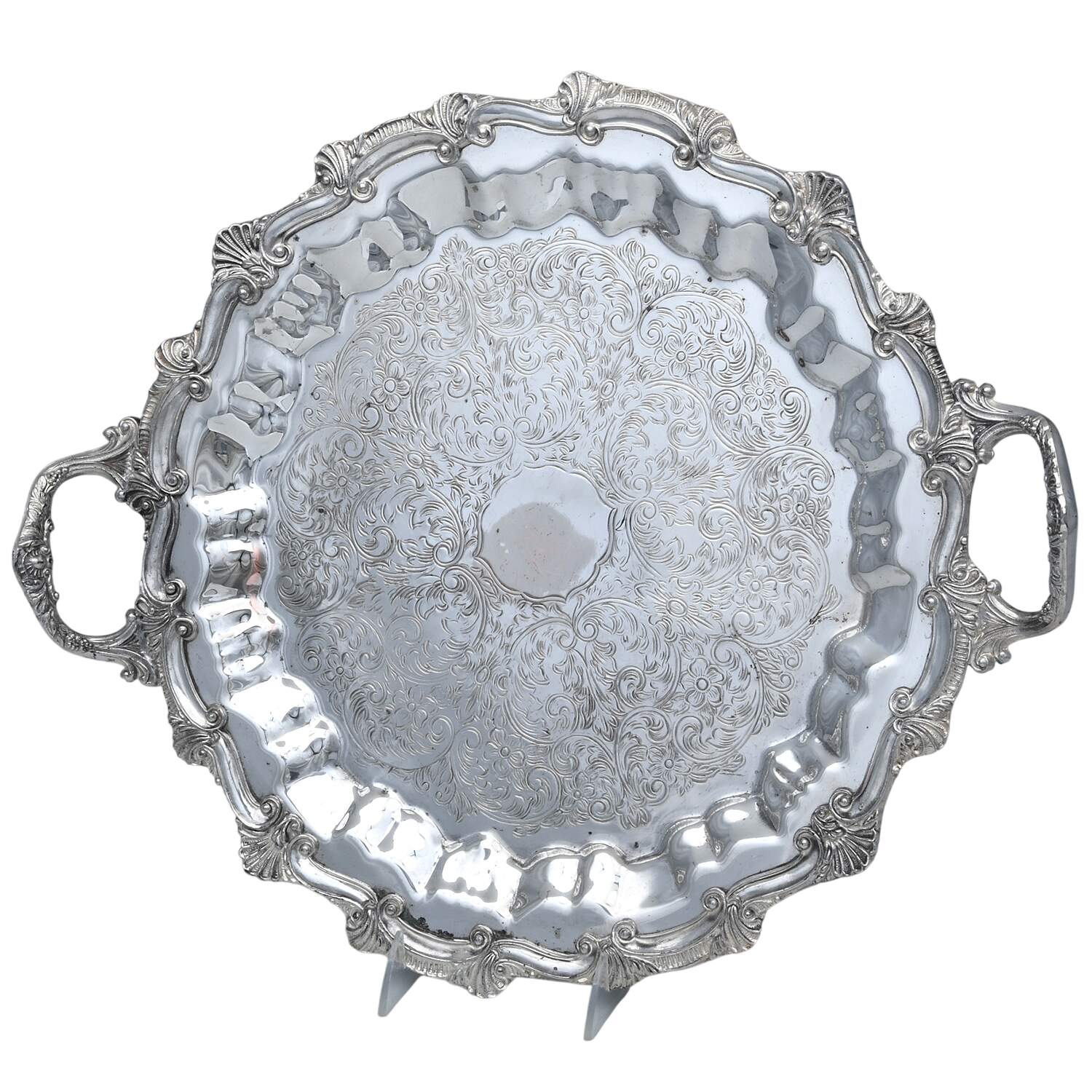 Silverplate Hollowware 17" Round Tray by Hartford Sterling Co-1