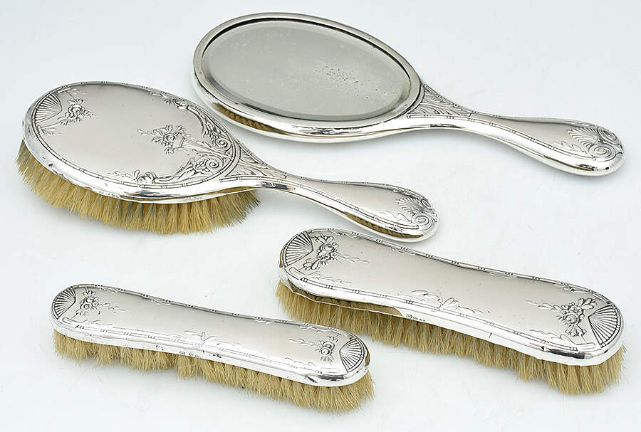 H8MH8M1 (Hollowware) (4 Pc) Vanity Set (SMIR, SHB, SCLB, HATB) by Heinrich Mohr-1