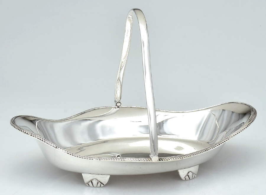 1245 (Silverplate, Hollowware) 11" Handled Basket by Harrison Fisher & Co (Sheffield, England)-1
