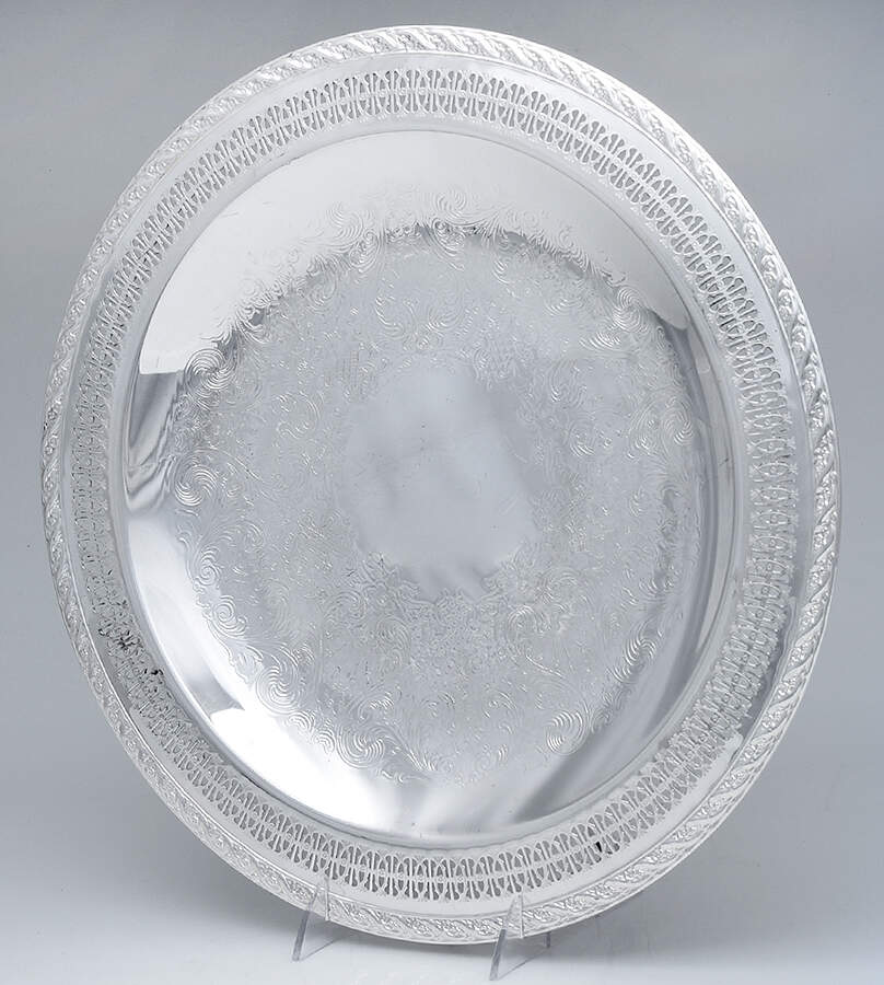 Spring Flower (Silverplate, Hollowware) 15" Round Tray by International Silver-1
