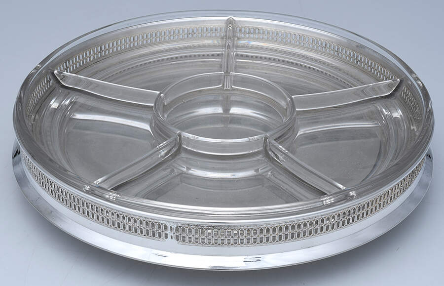 Silverplate Hollowware Lazy Susan with Liner by Israel Freeman & Son Ltd-1