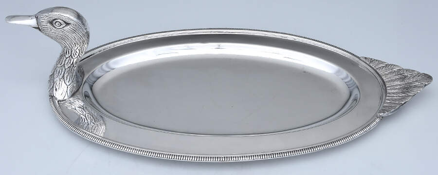 Silverplate Hollowware Duck Shape Tray by Industria Argentina-1