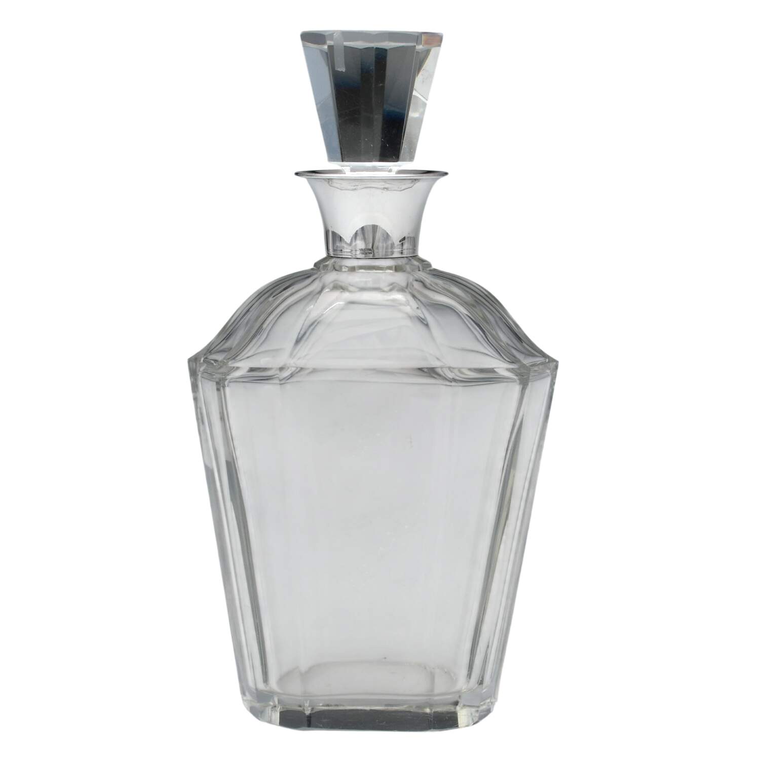 Sterling Hollowware Crystal Decanter & Stopper with Silver Neck by Industria Argentina-1
