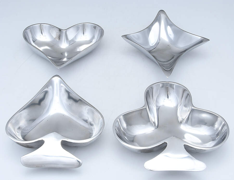Aluminum Hollowware Snack Bowls - Set of 4 Motifs by India Handicrafts Inc. (IHI)-1