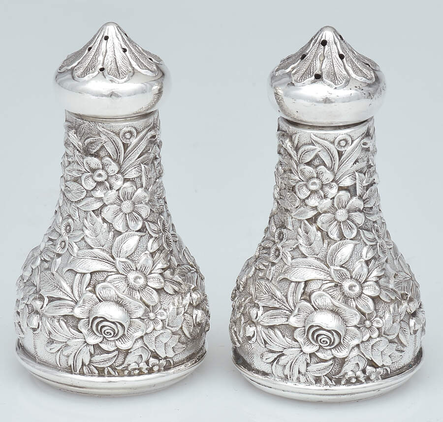 Repousse-Full Chased-Hand Chased Salt & Pepper Set by Kirk Stieff-1