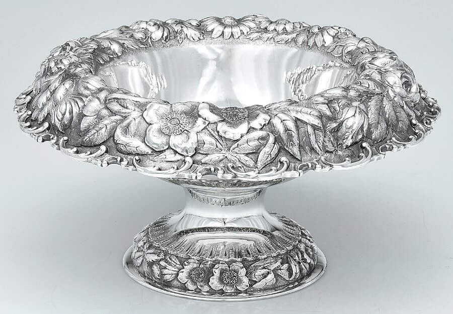 Stieff Rose (Sterling, 1892, Hollowware) 12" Round Pedestal Centerpiece by Kirk Stieff-1