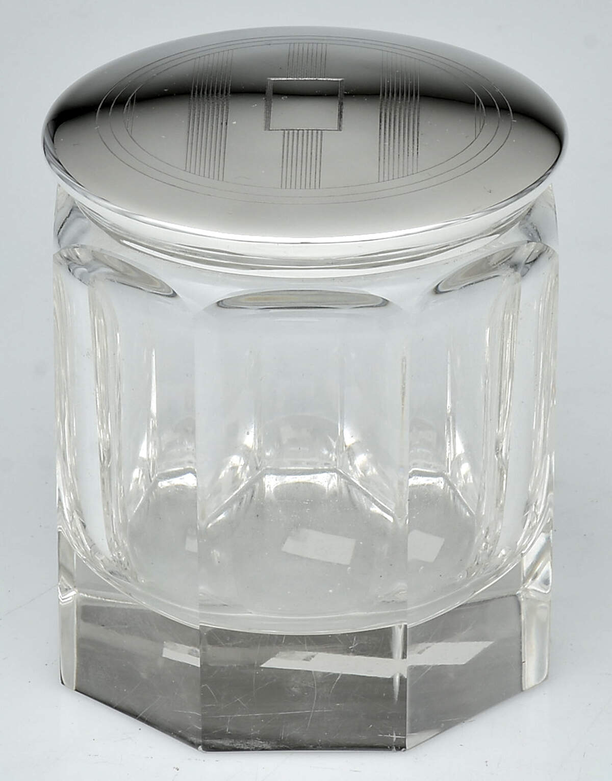 Silverplate Hollowware Silverplate Lid Crystal Bowl Vanity Jar by Ralph Lauren Flatware-1