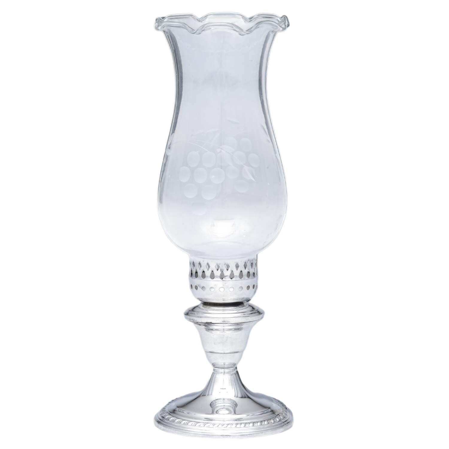 5 (Sterling, Hollowware) Hurricane Lamp and Globe by La Pierre Silver-1