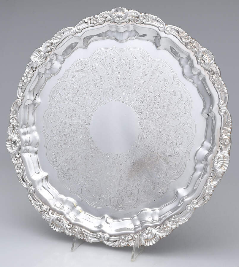 Old English (Silverplate, Hollowware) Round Silverplate Tray by Poole Silver -1